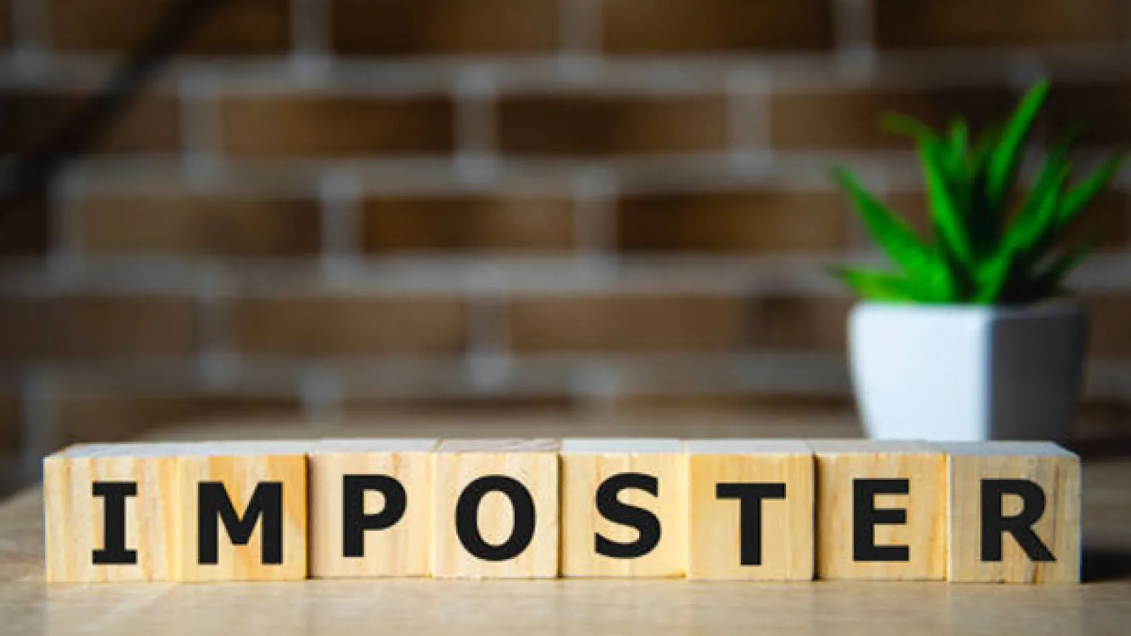 Wooden blocks with letters on them that spell out imposter