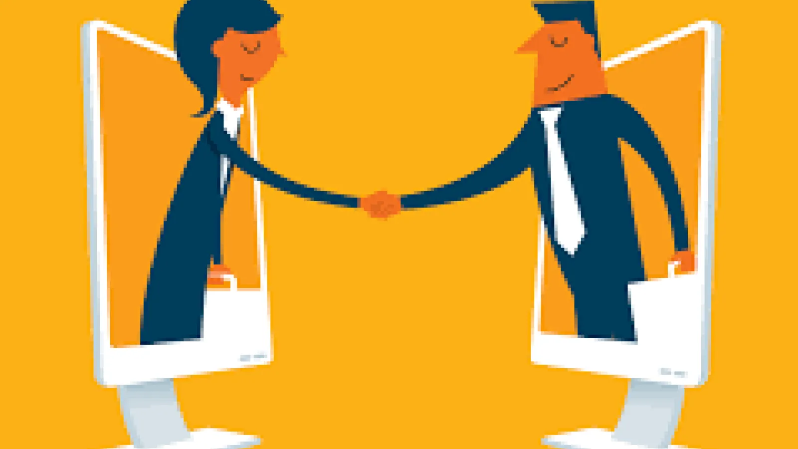Two cartoon people shaking hands