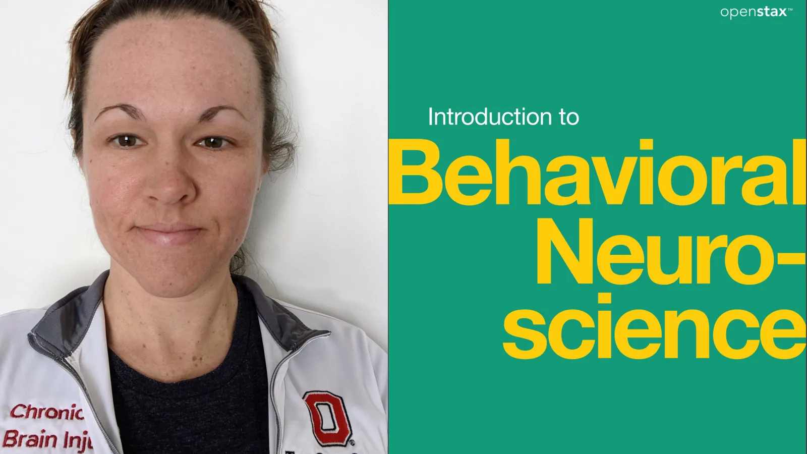 Elizabeth Kirby with book cover: Introduction to Behavioral Neuroscience
