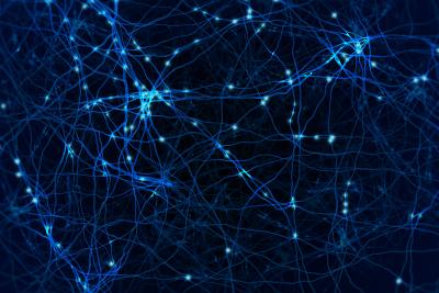 Blue web of interconnected neurons