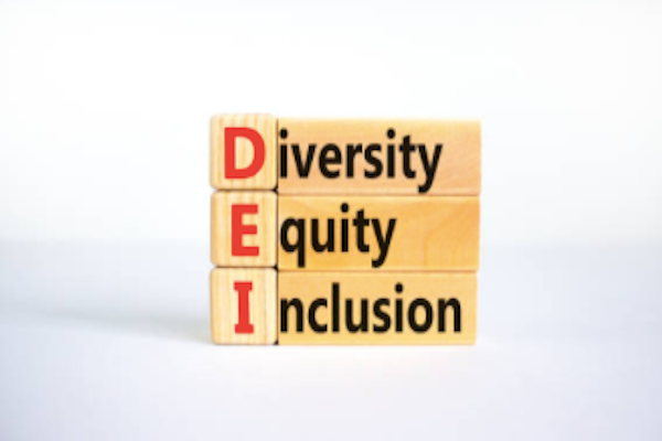 A stack of blocks saying "Diversity, Equity, Inclusion".