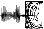 Picture of ear with image of sound entering for the Language Perception Lab